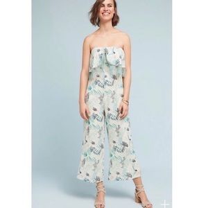 NWT FOXIEDOX x Anthropologie Rosabel leaf print strapless jumpsuit XS Petite new